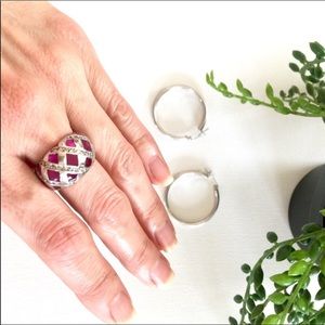 3/$30 ❤️ Sliver Lattice Ring & Silver Hoops